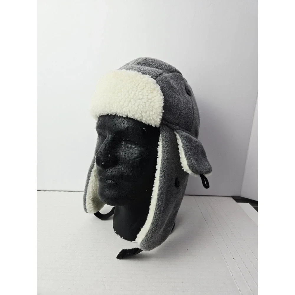 Winter Hat Kids Broner NWT fur trapper gray size 6-10 years fleece